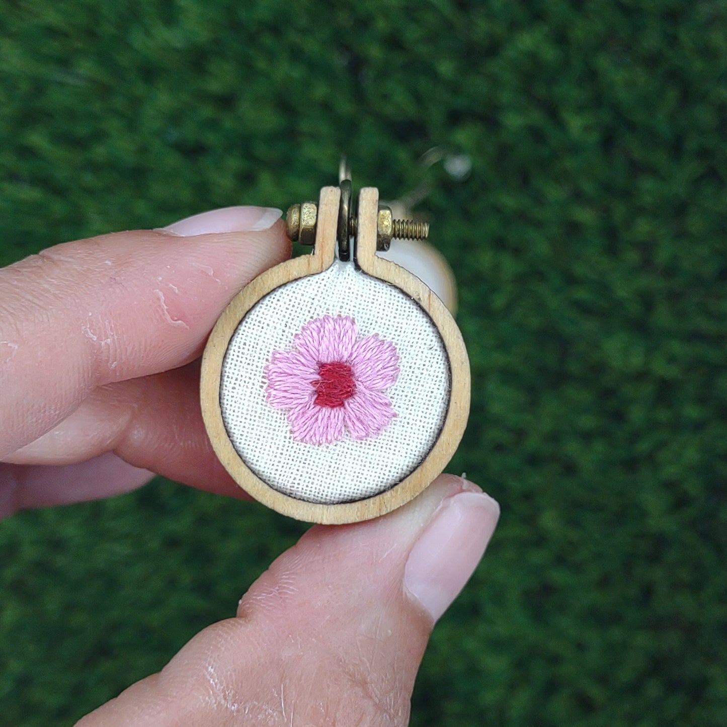 Handmade Embroidered Flower Earrings