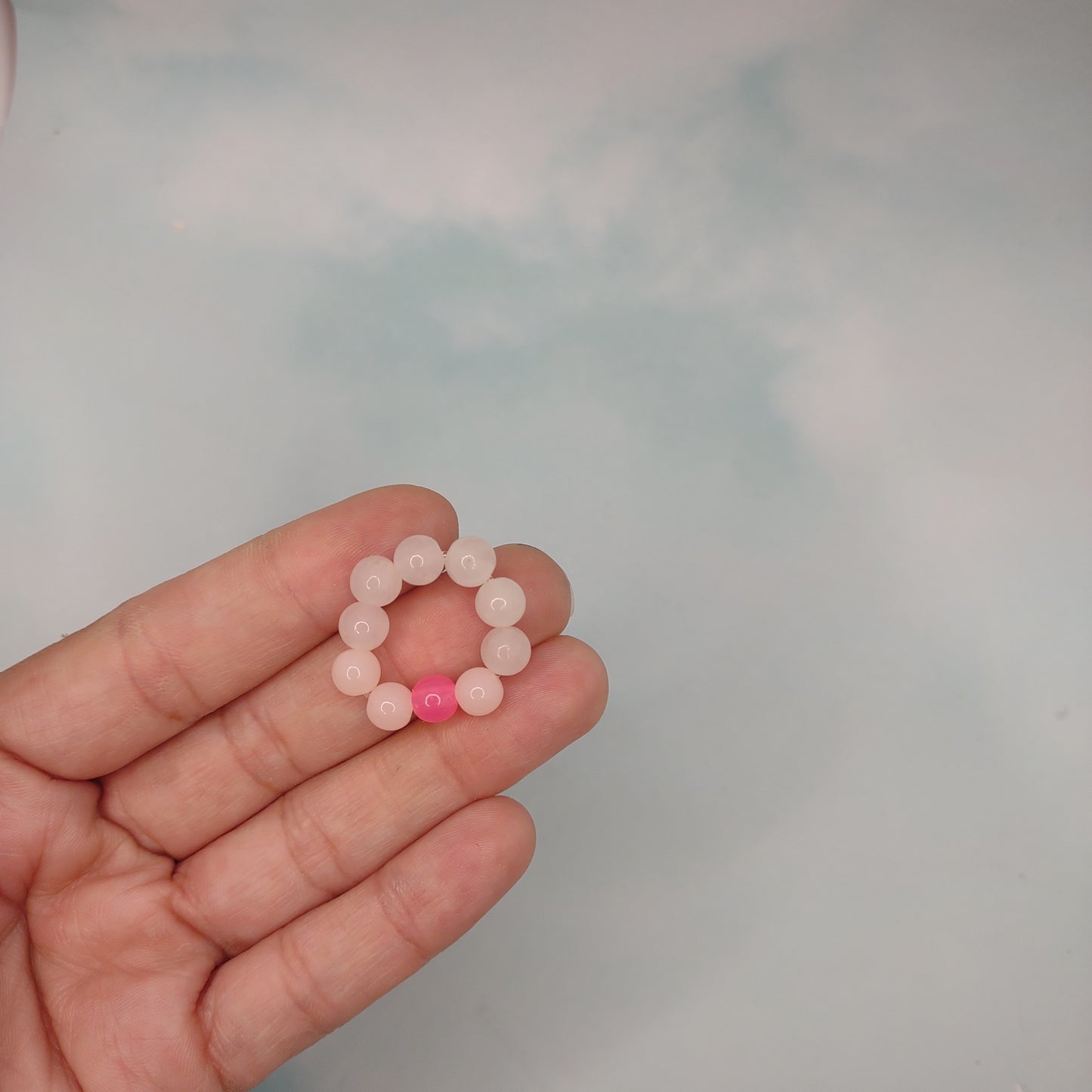 Rose Quartz Beads Fidgeting Ring