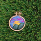 Handmade Embroidered Mountain Sunset Landscape Pendant Necklace