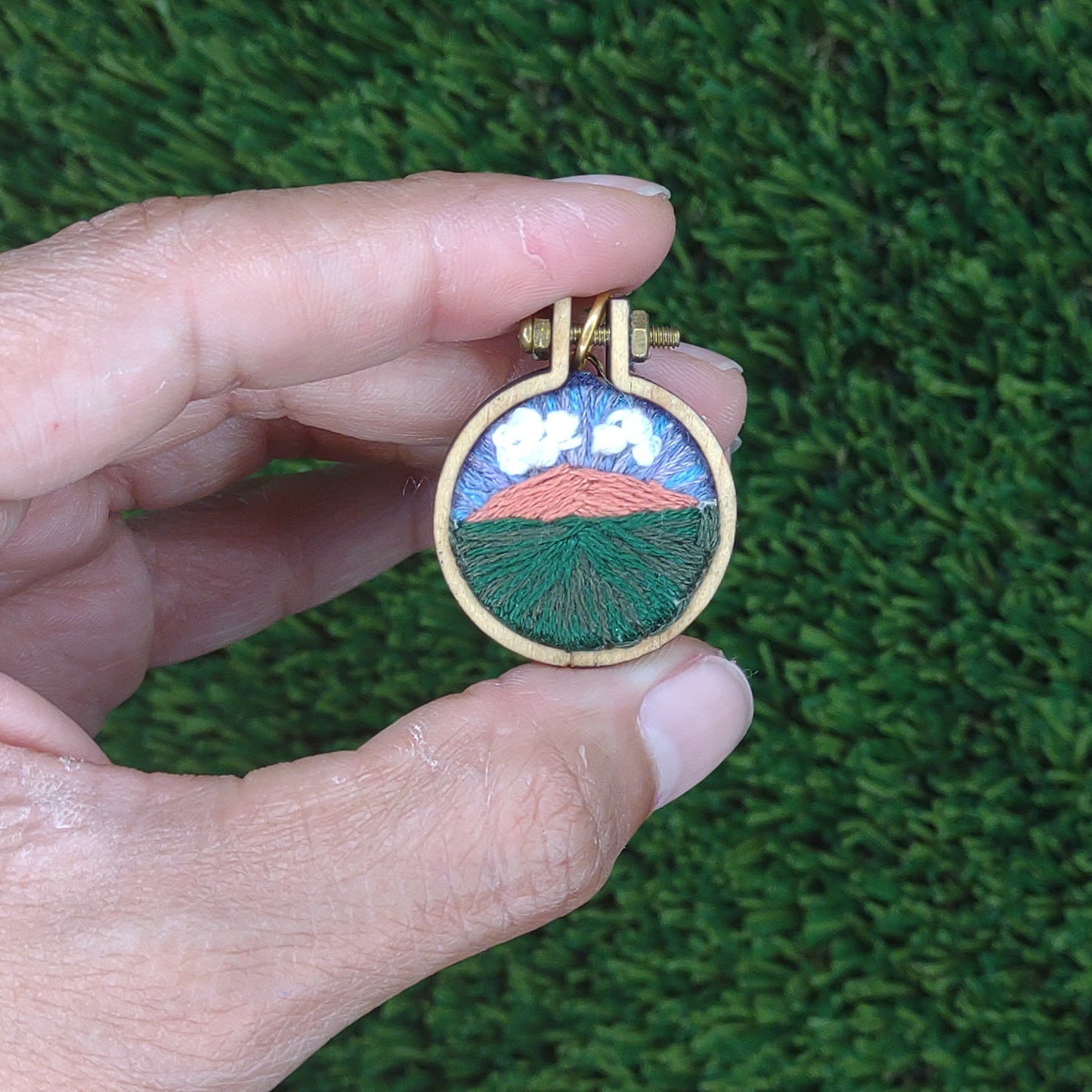 Handmade Embroidered Colorado Vibes Landscape Pendant Necklace