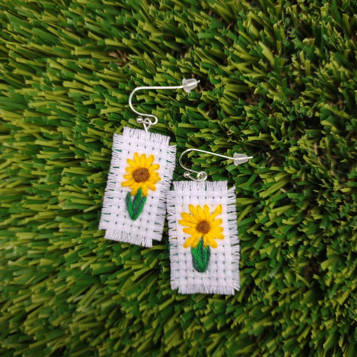 Hand Embroidered SunFlower Earrings