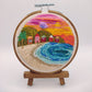 Pink Serenity Cove -Hand Embroidery Miniature Scenery Landscape Art- Wanderlust Collection