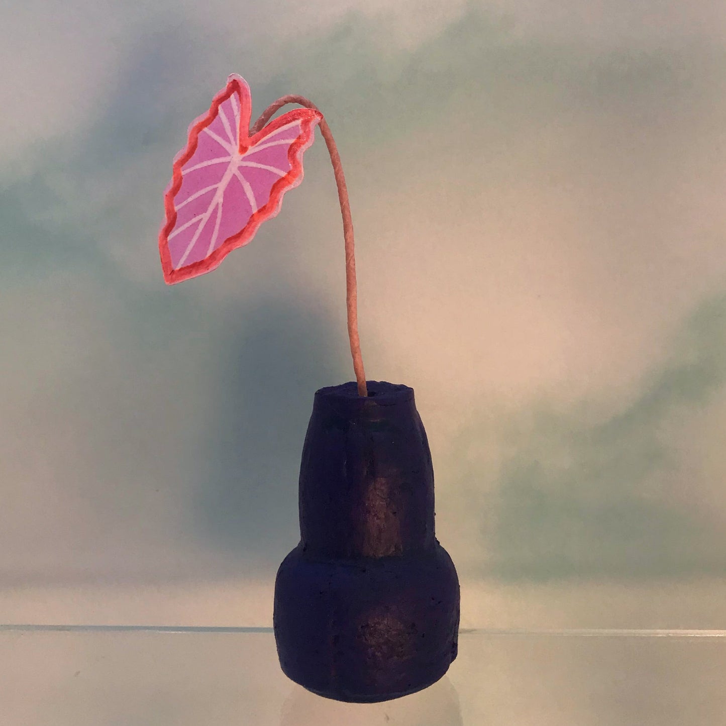 Tiny Magical Paper House Plant in Upcycled Painted Cork - DECORATIVE MAGNET